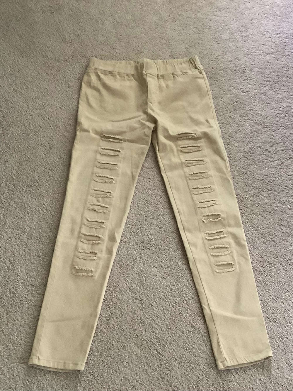 Umgee Light Tan Elastic Waist Skinny Pants